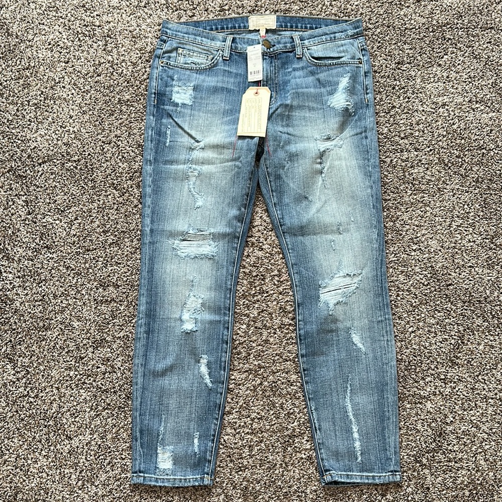 NWT Current/Elliott The Stiletto Skinny Jeans 32 Shredded Wash - Picture 4 of 9